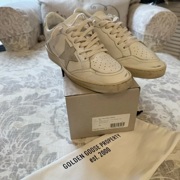 💯 Authentic GOLDEN GOOSE 'BALL STAR' GRAY AND SILVER 39/9 - Picture 3 of 11